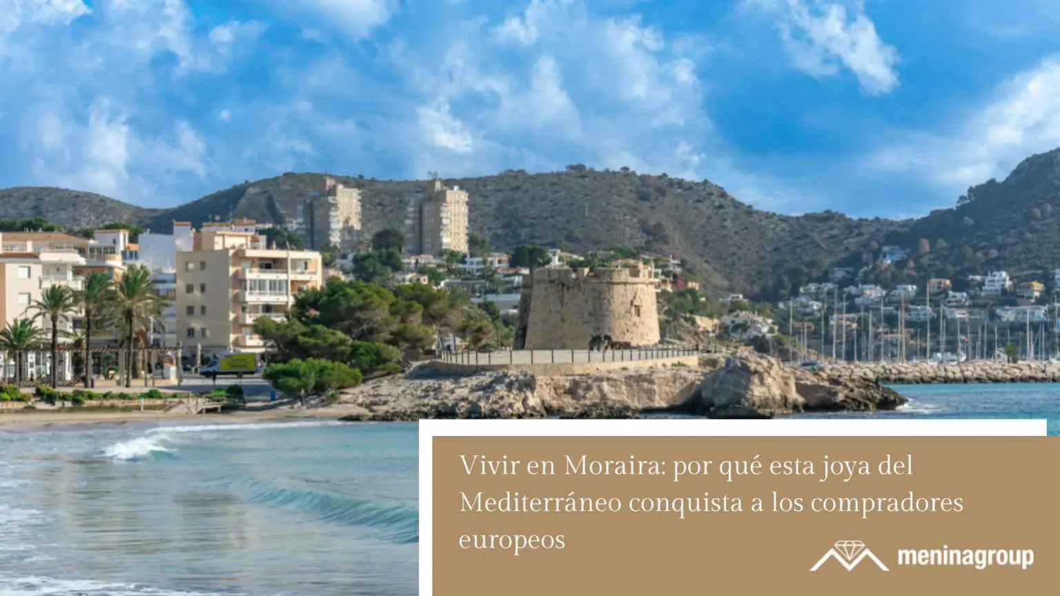 Panoramic view of Moraira with luxury villas facing the Mediterranean Sea